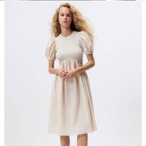 Zara combination knit & poplin midi dress S